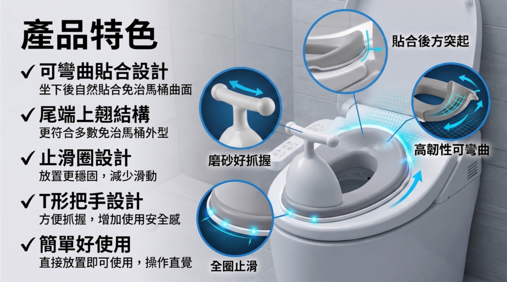 可彎曲T形輔助便座 - BARDO樂樂購